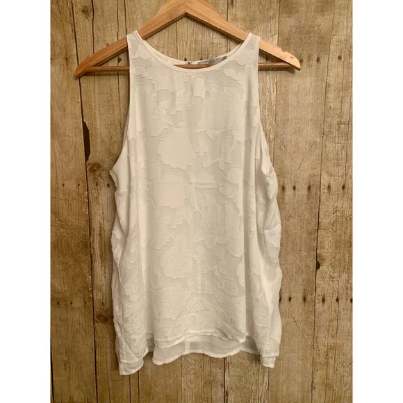 Dalia Sheer Floral White Dress Tank Womens Medium - Picture 1 of 6